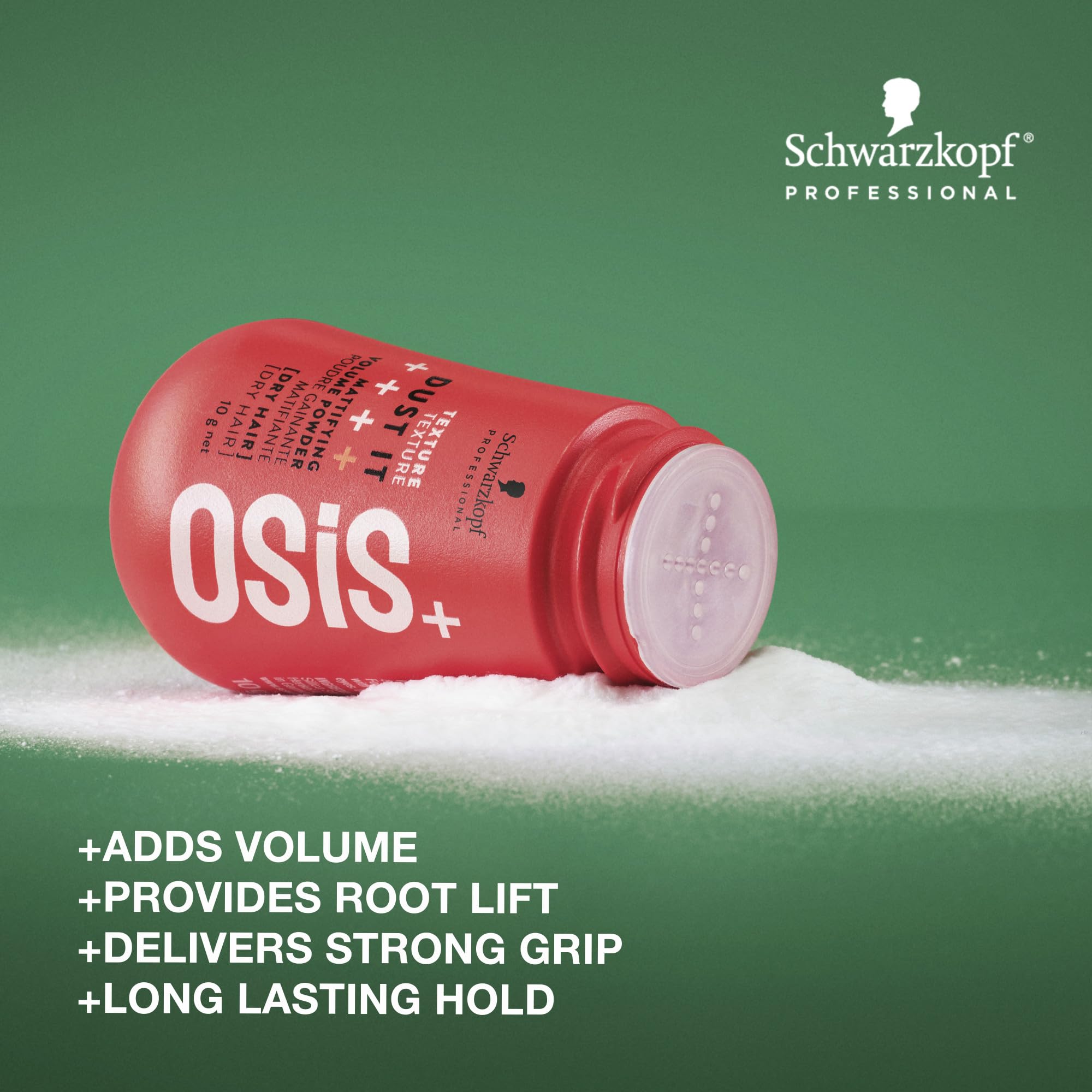 OSiS+ Dust It being applied to dry hair for root lift and texture.