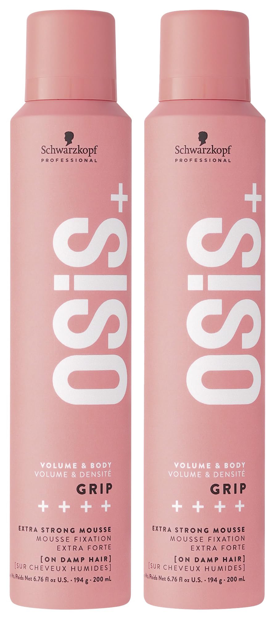 OSiS+ Grip Extreme Hold Mousse bottle showing strong volume potential.