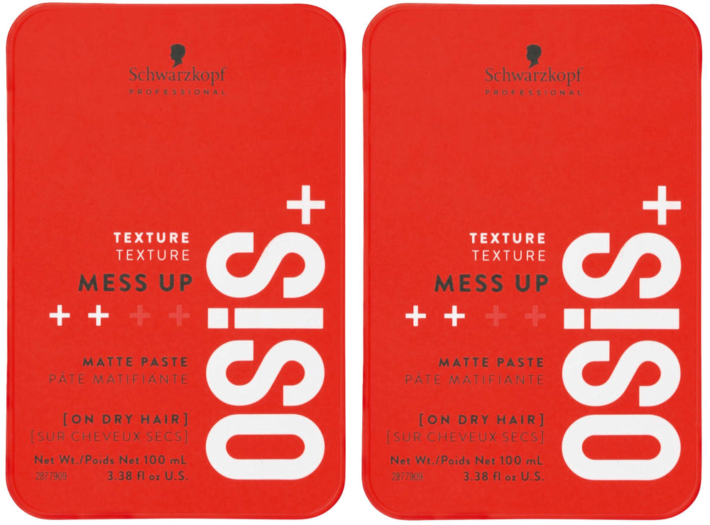 OSiS+ Mess Up 2-pack packaging shown for convenient matte styling