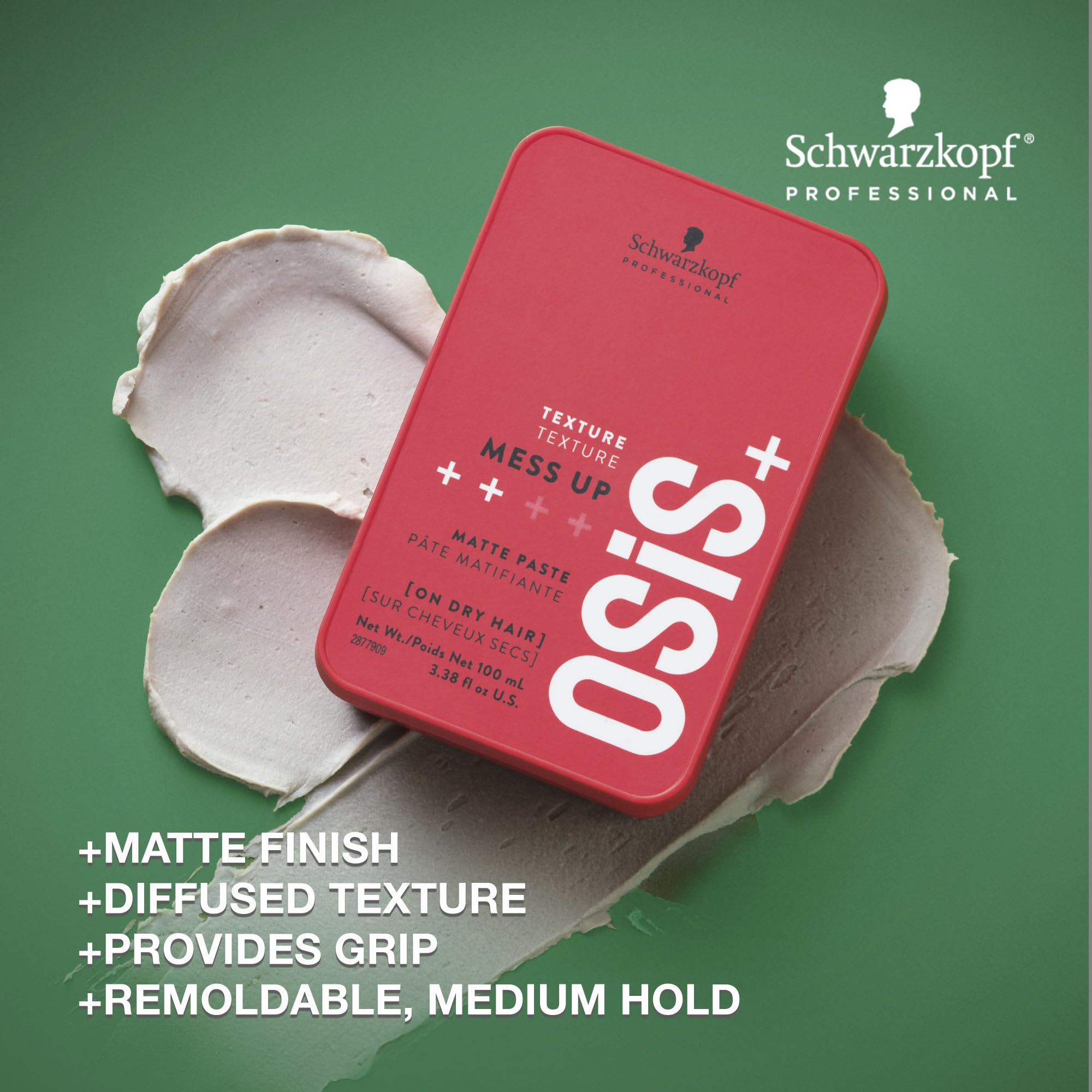 Texture preview of OSiS+ Mess Up matte paste showing dry, flexible hold