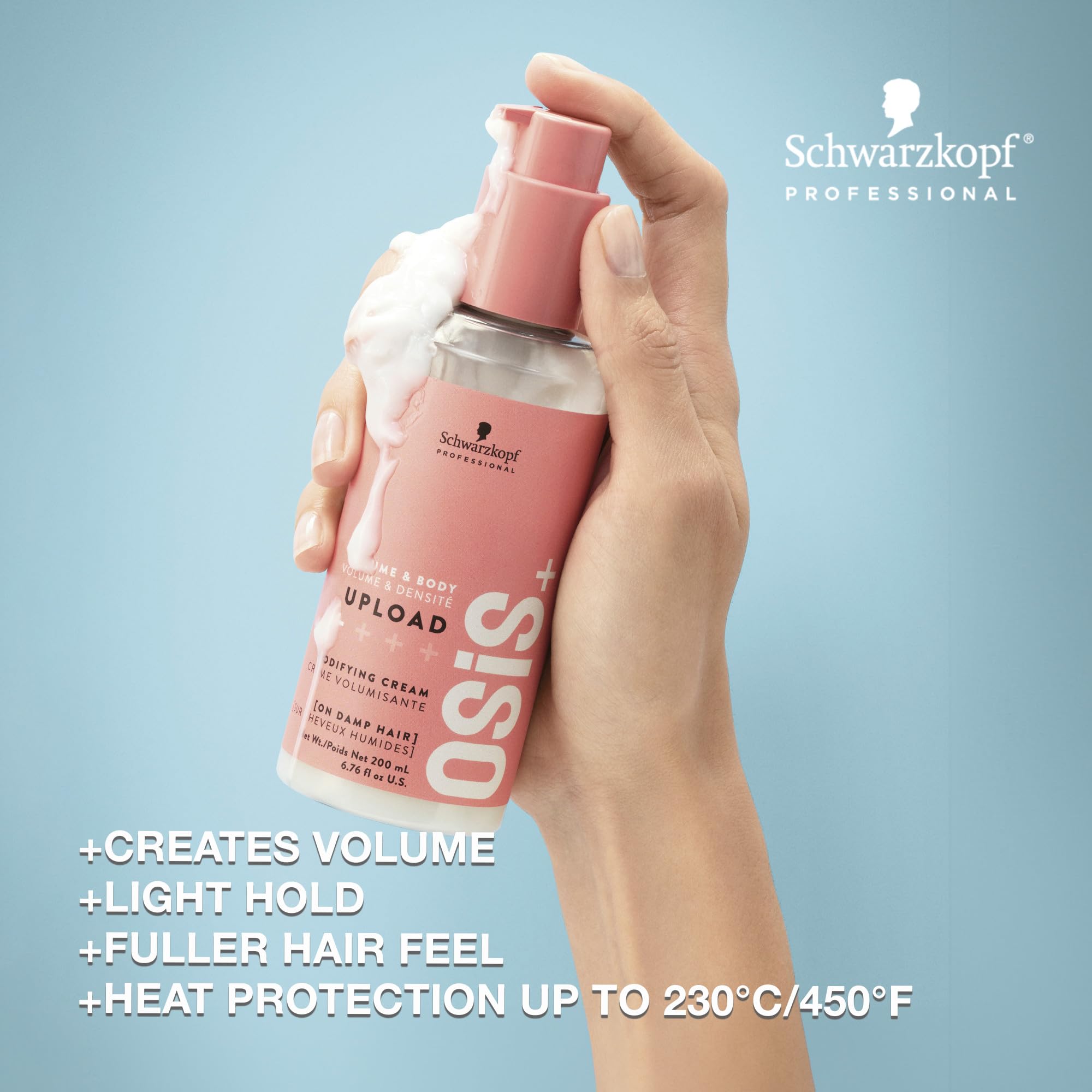 OSiS+ Upload Volume Cream dispenser demonstrates easy application.