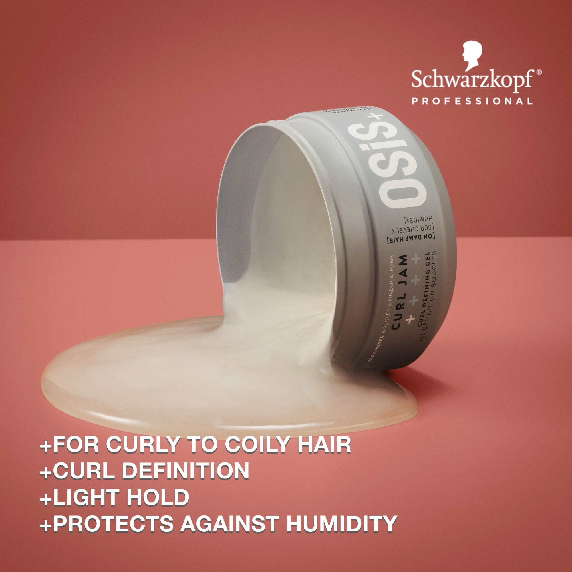 OSiS+ Curl Jam close-up showing defined curls and natural shine.