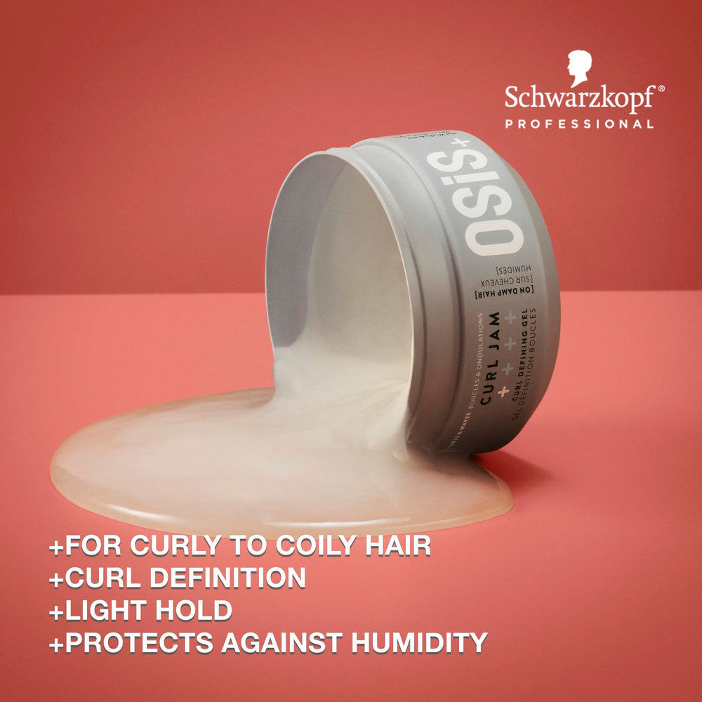 OSiS+ Curl Jam close-up showing defined curls and natural shine.