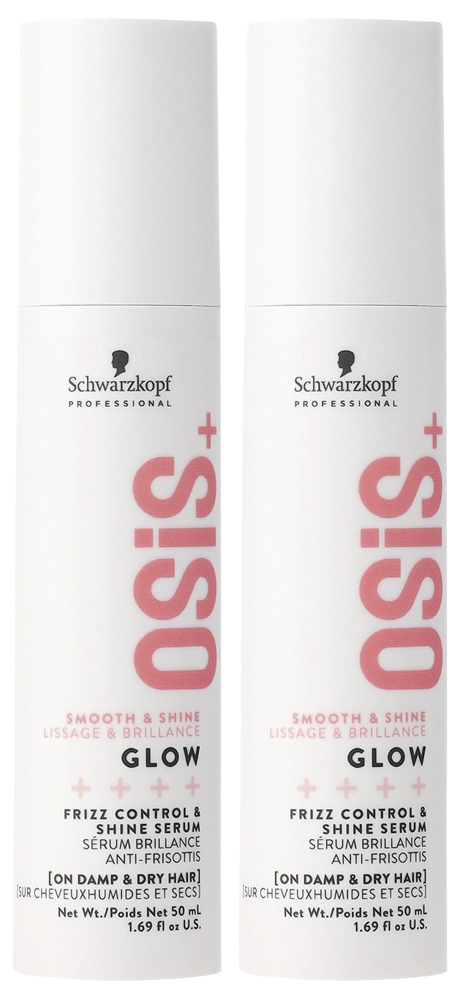 OSiS+ Glow anti-frizz serum bottle front view for smooth styling and shine
