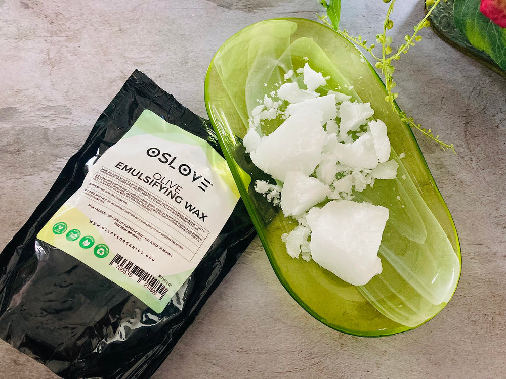 Oslove Organics olive wax clumps visual showing natural semi solid texture
