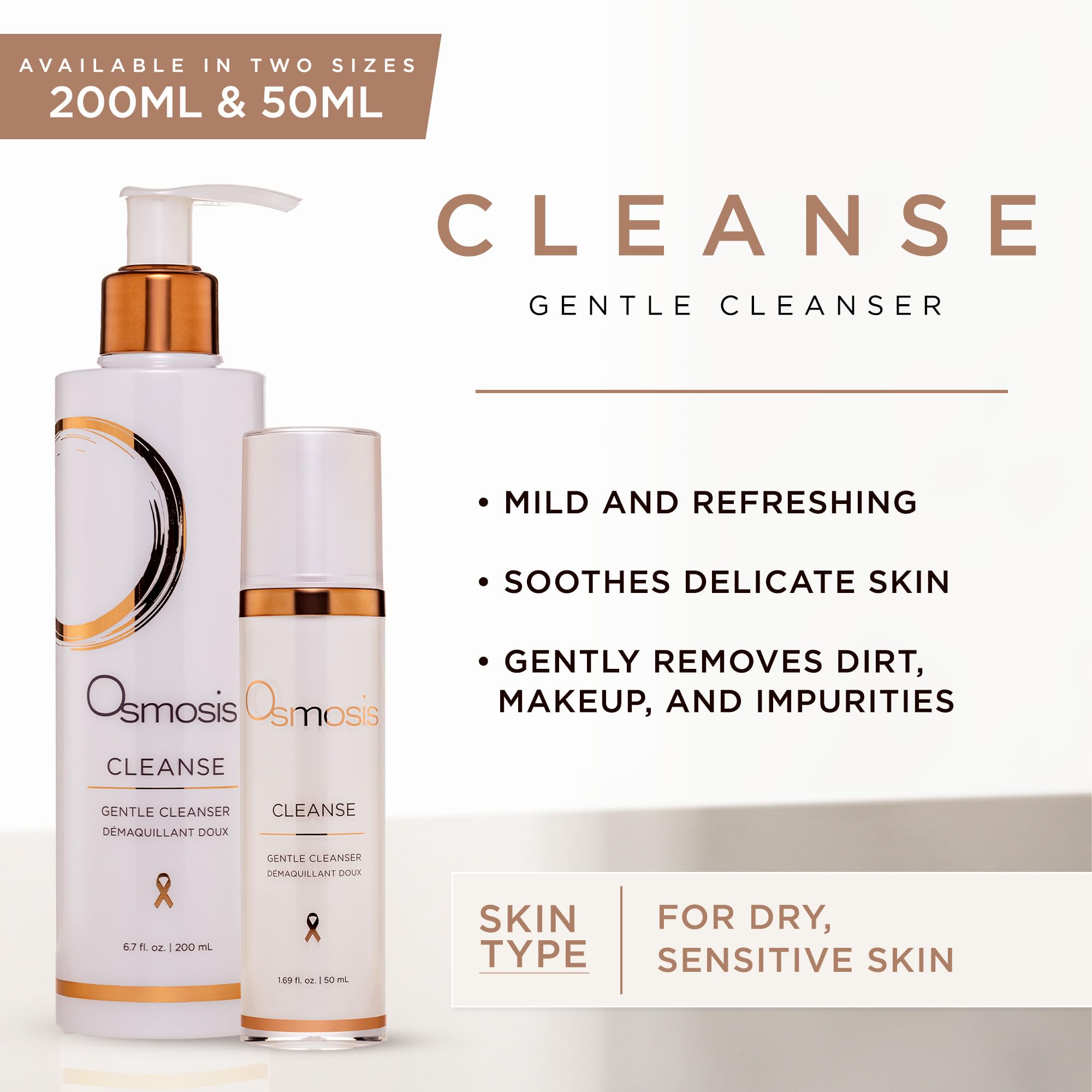 OSMOSIS CLEANSE gel texture close-up shows refreshing, gentle cleansing.