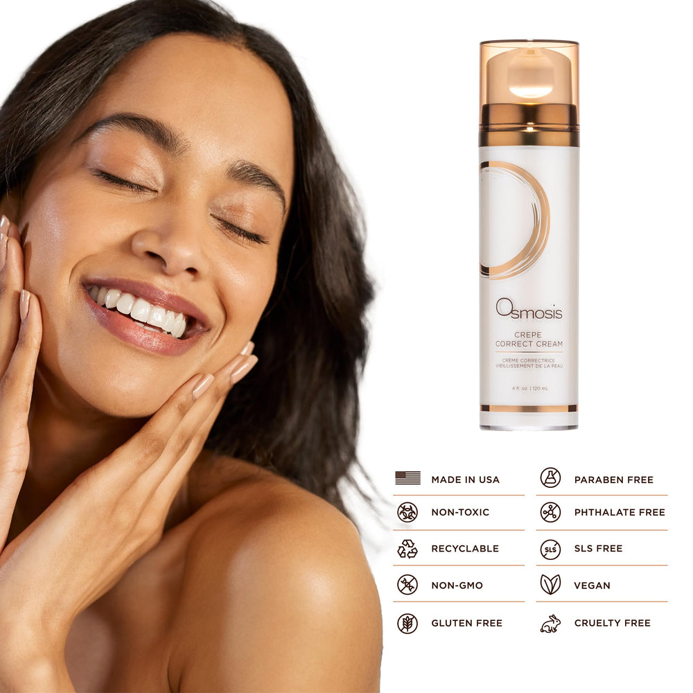 OSMOSIS Crepe Correct on leg area demonstrates skin refinement and comfort.