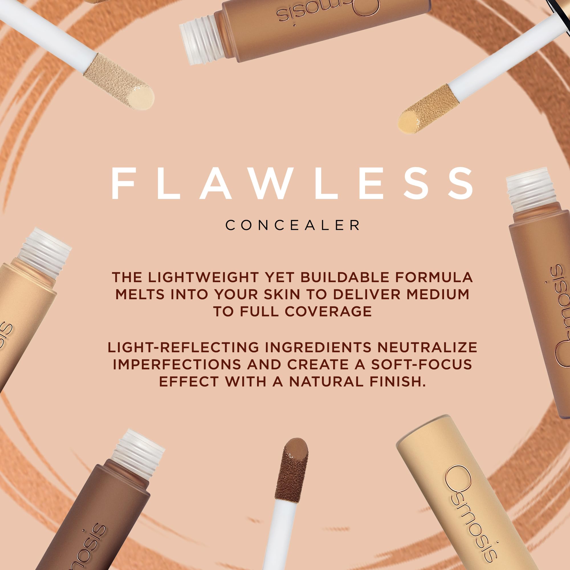 Osmosis Flawless Concealer porcelain swatch demonstrates shade fit for diverse skin tones.