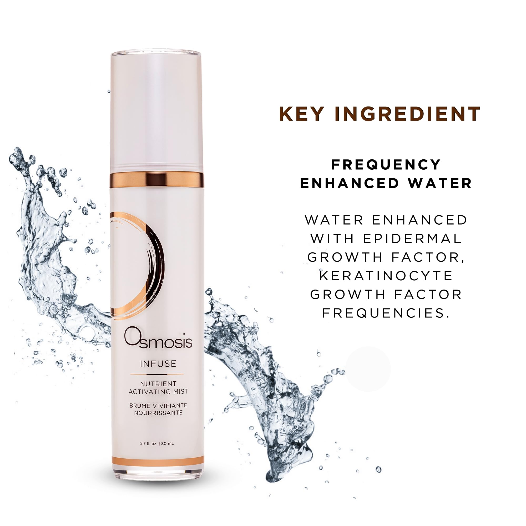 Osmosis Infuse facial mist application on hands demonstrates gentle refreshing spray.