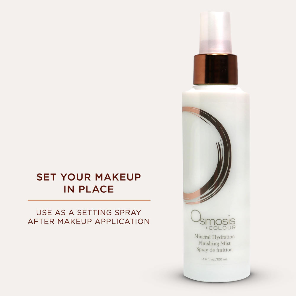OSMOSIS Mineral Hydration Mist label closeup shows vegan and clean ingredients.
