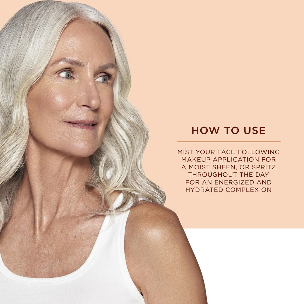 OSMOSIS Mineral Hydration Mist skin glow after application for dewy look.