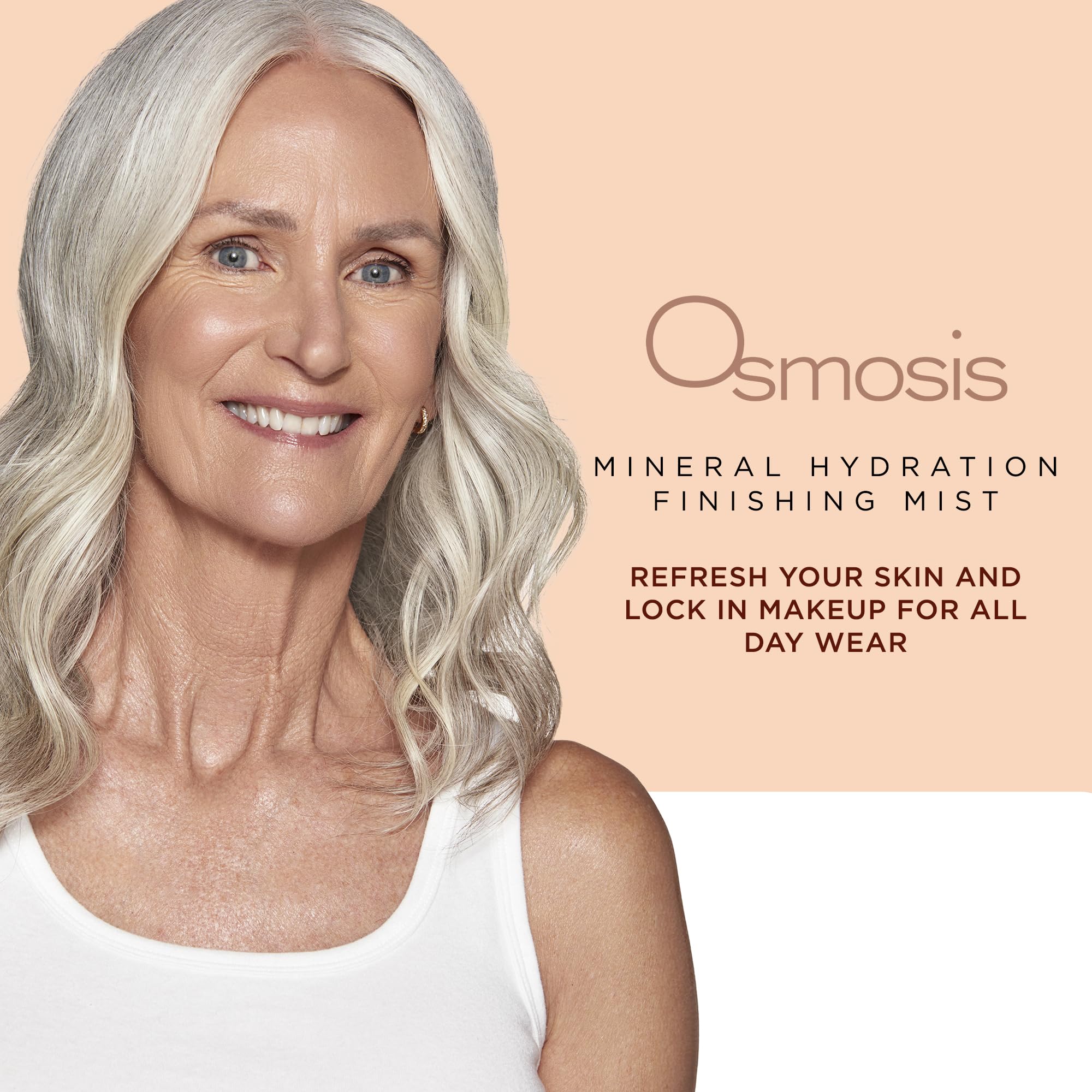 OSMOSIS Mineral Hydration Mist spray on face to revive mid-day glow.