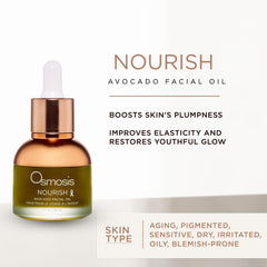 OSMOSIS Nourish Avocado Oil texture demonstrates light, fast absorption for easy layering.