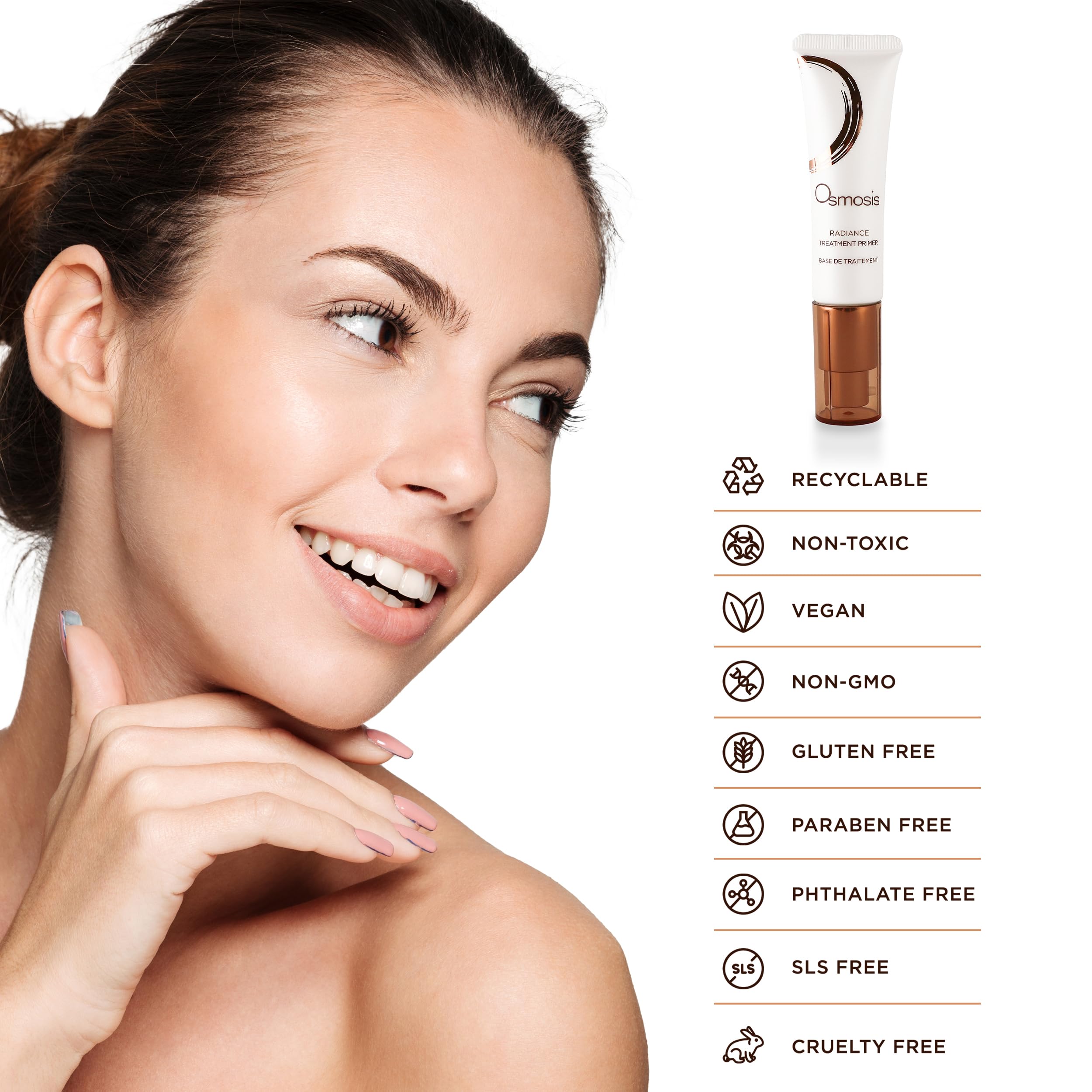 OSMOSIS Radiance Primer adds a natural glow to the cheeks