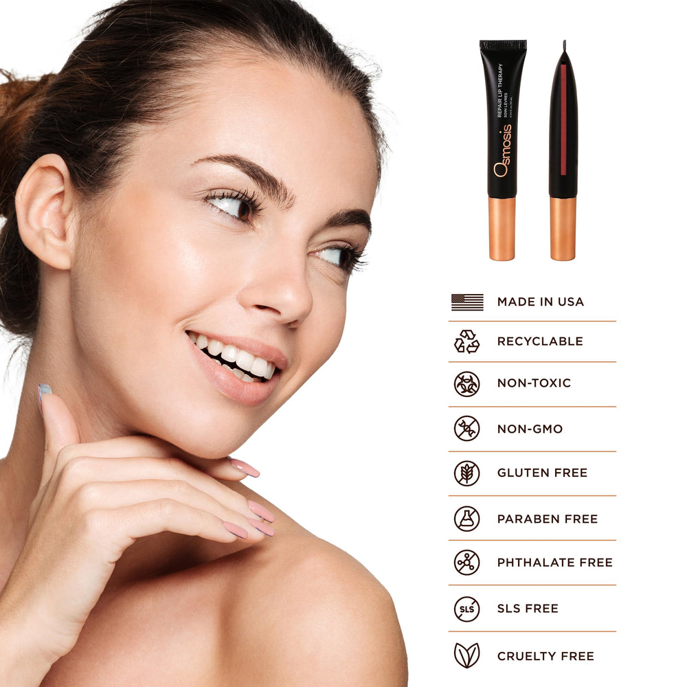 Nighttime use of OSMOSIS Repair Lip Therapy for overnight hydration.