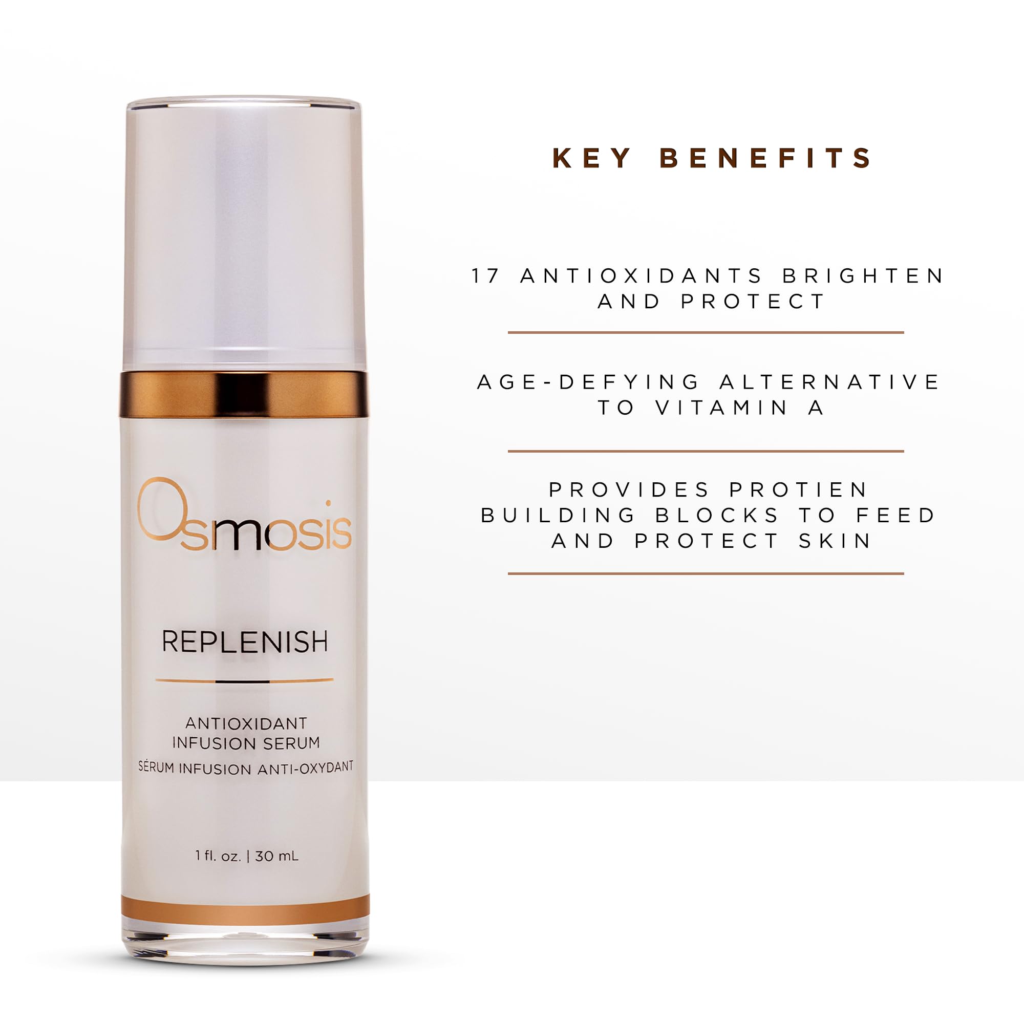 OSMOSIS Replenish with green tea ingredient illustration highlighting antioxidant protection