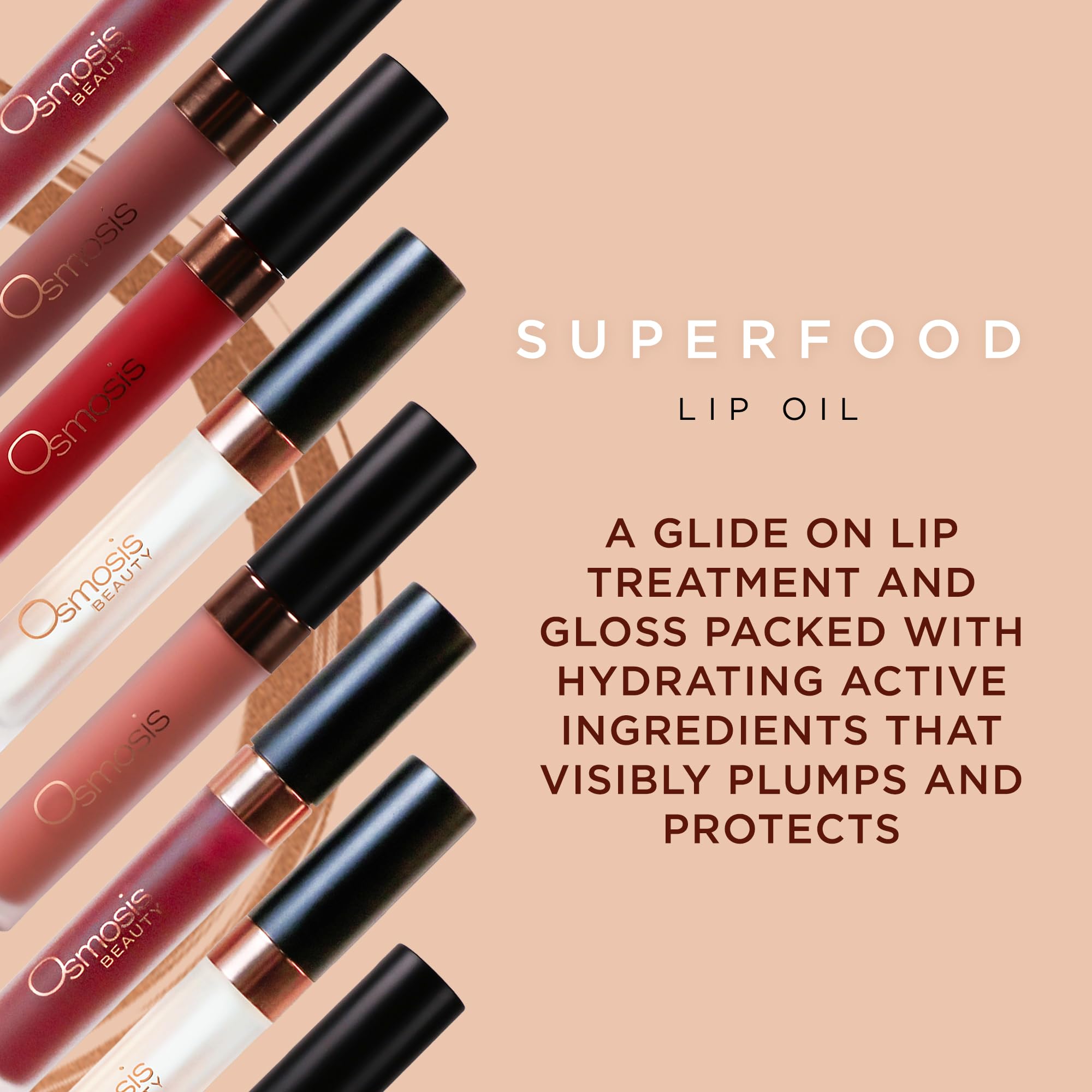 OSMOSIS Nectar lip oil glide for smooth, immediate moisture and subtle shine.