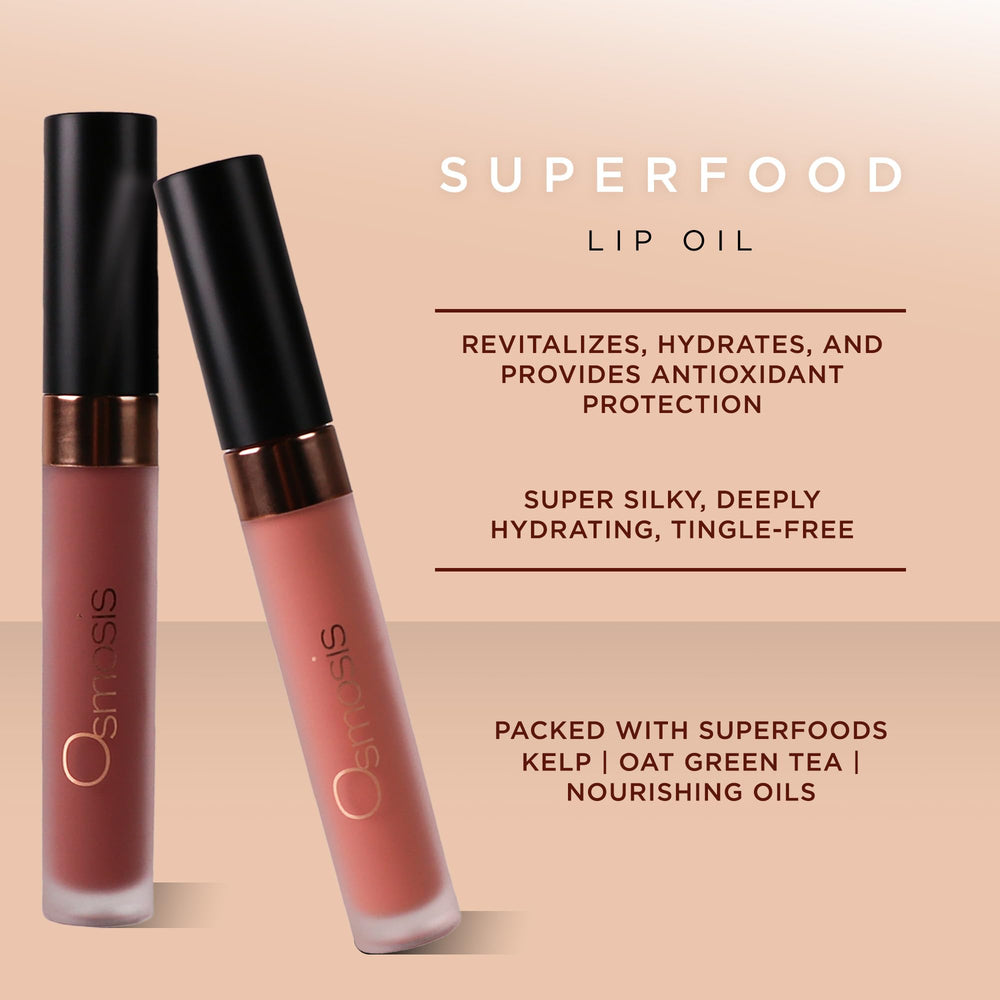 Osmosis Superfood Lip Oil application steps show easy, tingle-free use