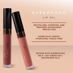 OSMOSIS Nectar lip oil close-up gloss shows nourishing shine on lips.
