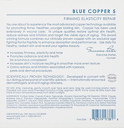 Osmotics Blue Copper 5 peptides close up emphasizes active ingredients for smoother texture