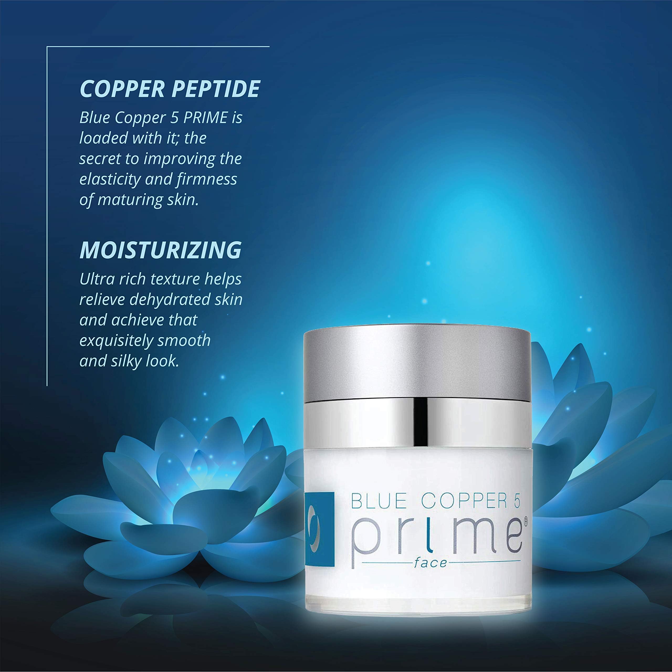 Packaging of Osmotics Blue Copper 5 Prime Face Cream highlighting USA-made quality.