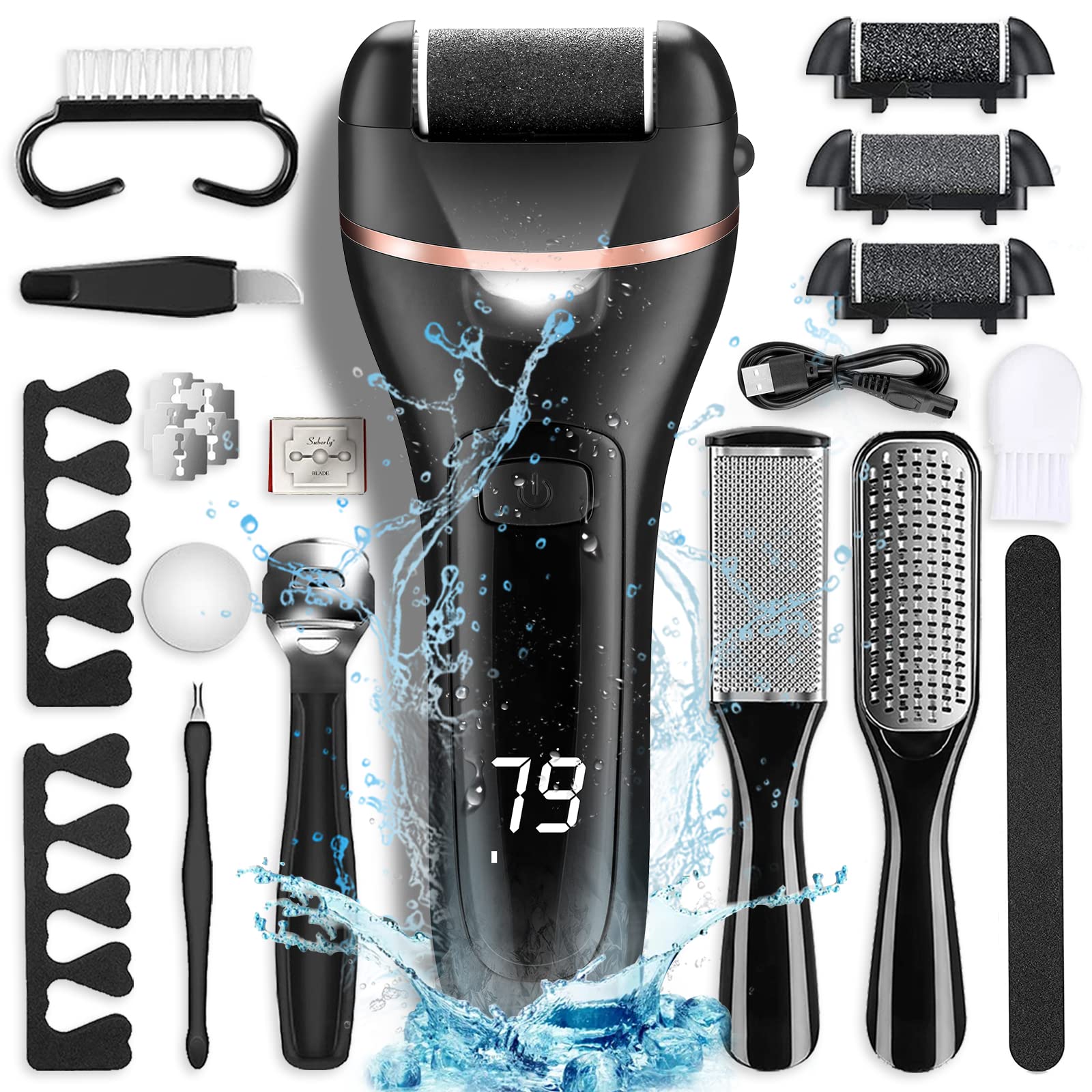 OTAZWA electric foot callus remover with roller heads for smoother feet.