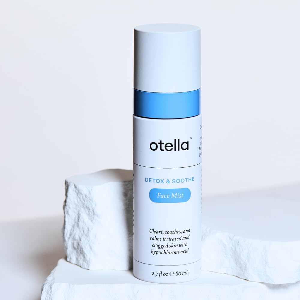 Otella Detox and Soothe Face Mist on a stand display for quick product overview