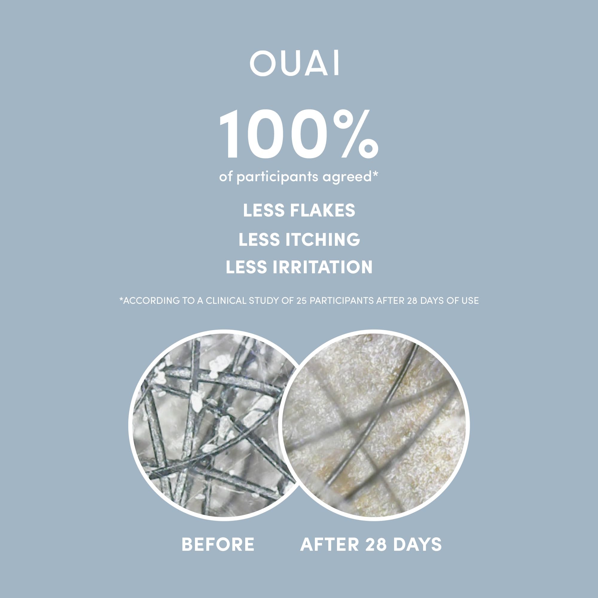 OUAI Anti-Dandruff Deluxe in-use scene, scalp relief on the go