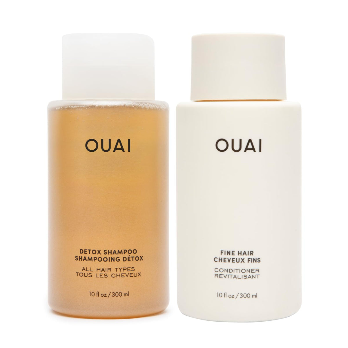 OUAI Detox Shampoo bottle clarifies buildup for refreshed hair.