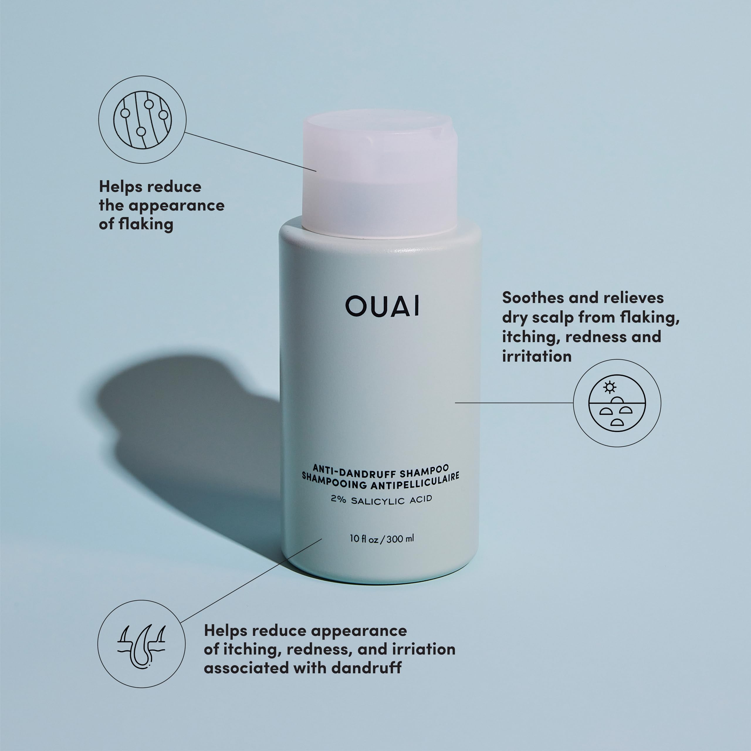 OUAI Detox Shampoo in shower, being used to cleanse hair