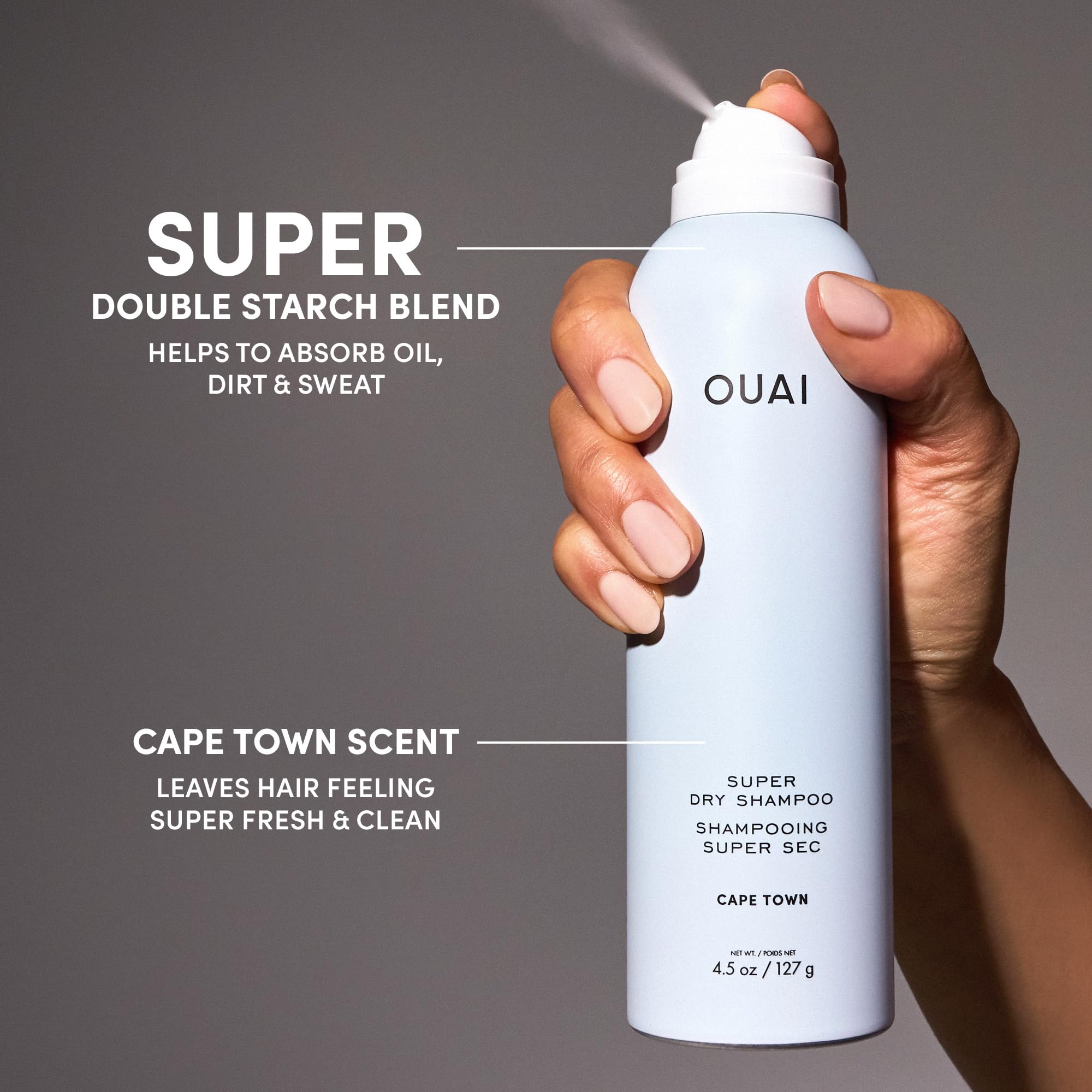 OUAI hair volume after spray shows lift and airiness