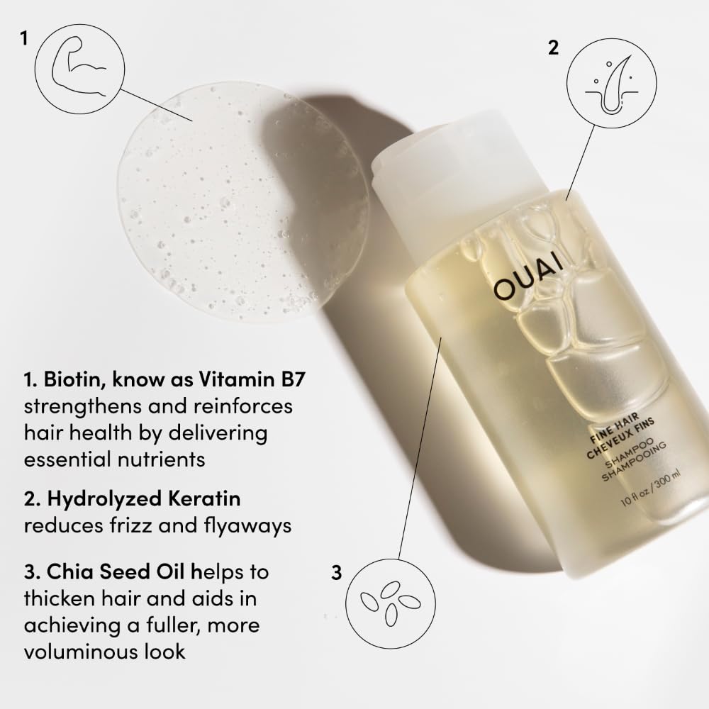 OUAI Keratin Biotin Chia ingredients image suggesting nourishment for fine hair