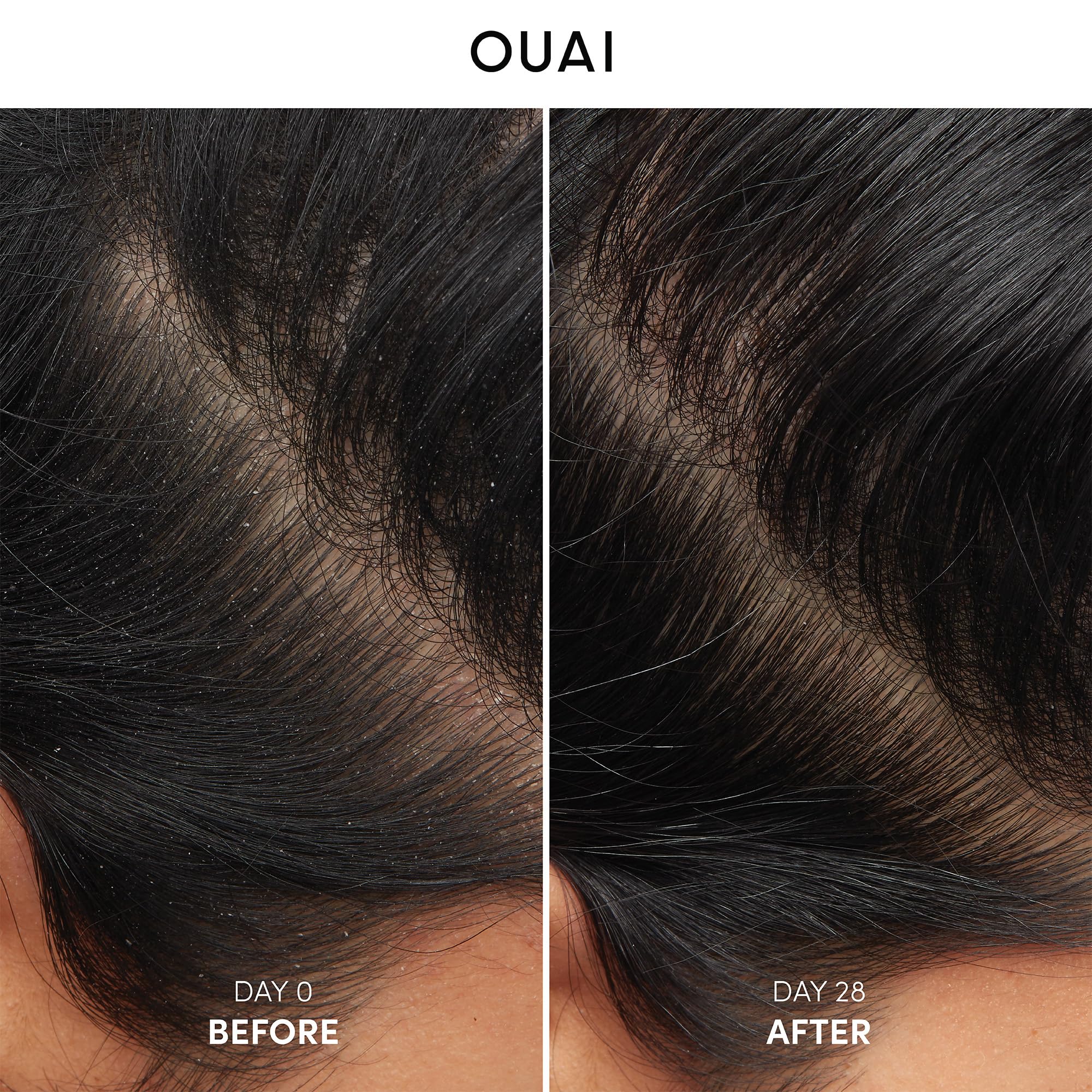 OUAI shampoo pump bottle demonstrates convenient sulfate-free scalp care