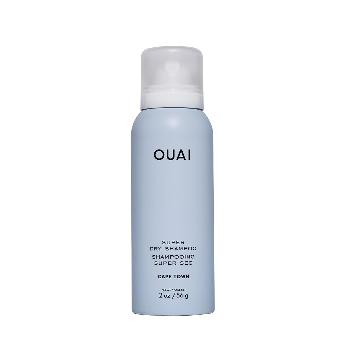 OUAI Cape Town travel-size dry shampoo bottle showing scent for quick refresh