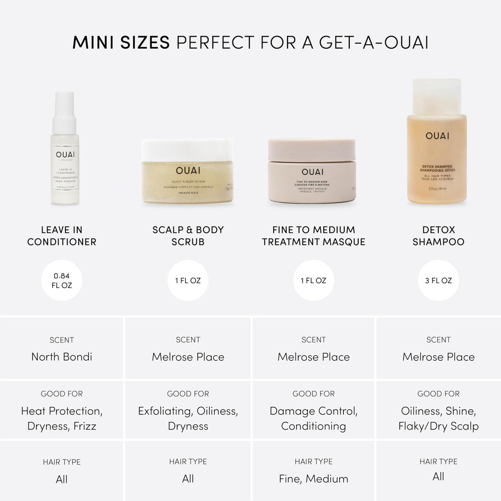 OUAI Detox Shampoo bottle clarifies scalp and removes buildup effectively.