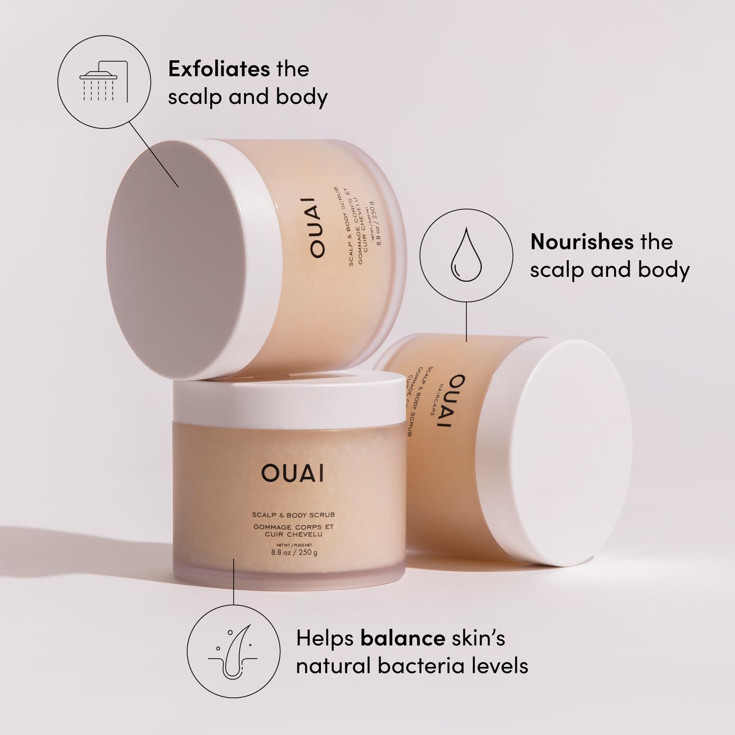 OUAI Travel Case image shows on-the-go four-piece set.