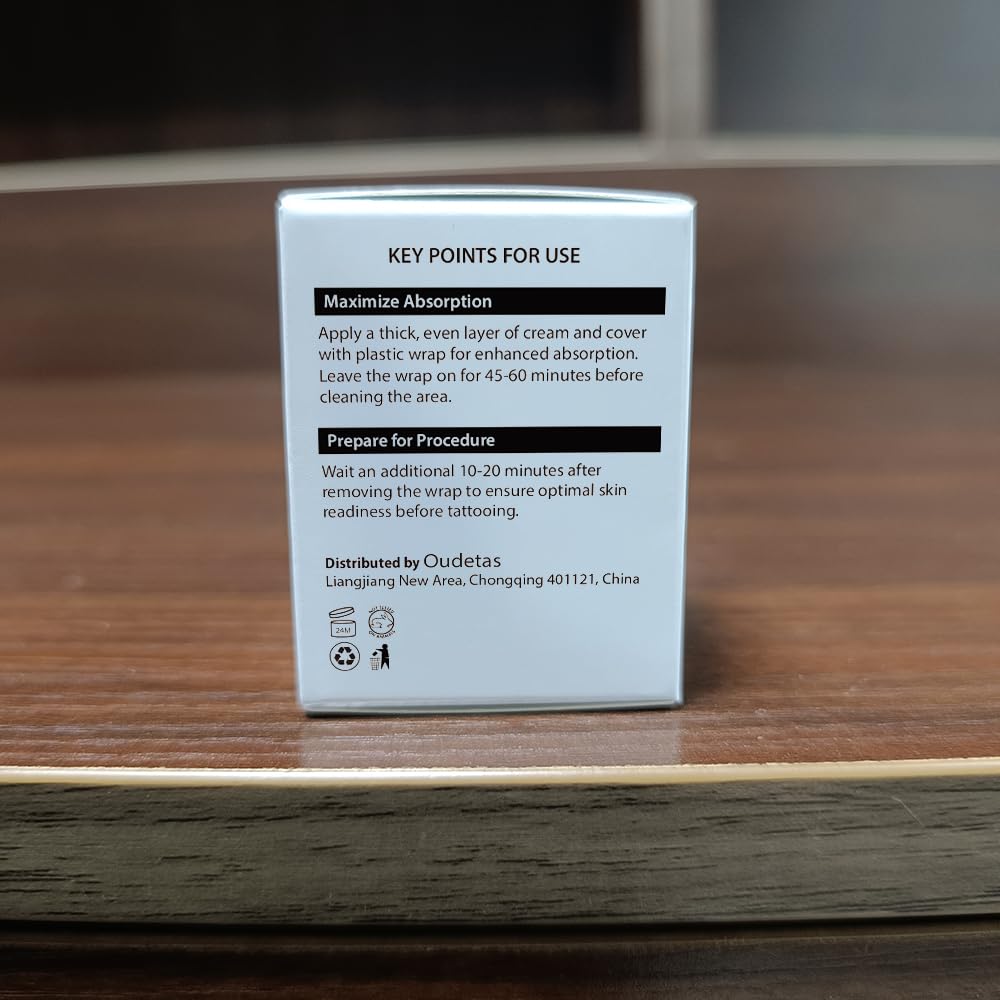 Oudetas Numbing Cream packaging on shelf showcasing discreet daily-use design.