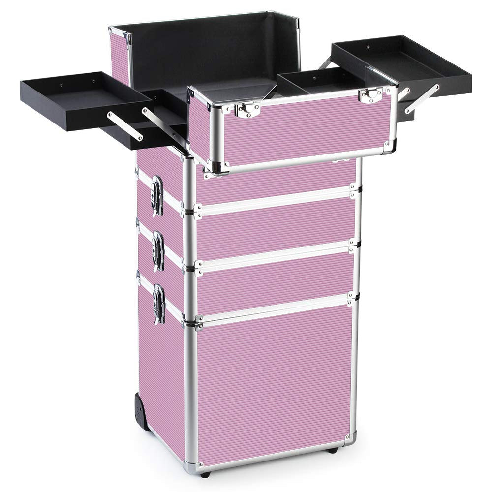OUDMAY makeup train case detachable sections adjustable for different tools and sizes.