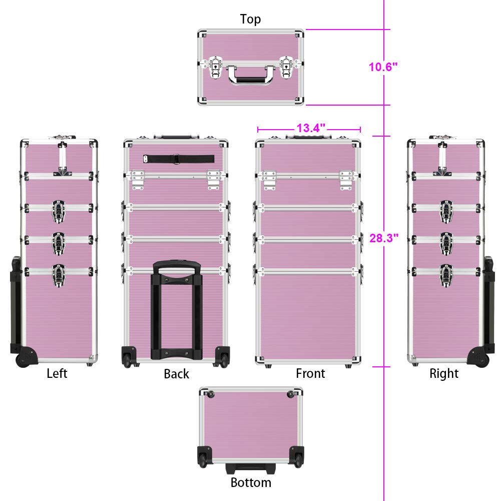 OUDMAY secure locking latches protect makeup supplies during transport.