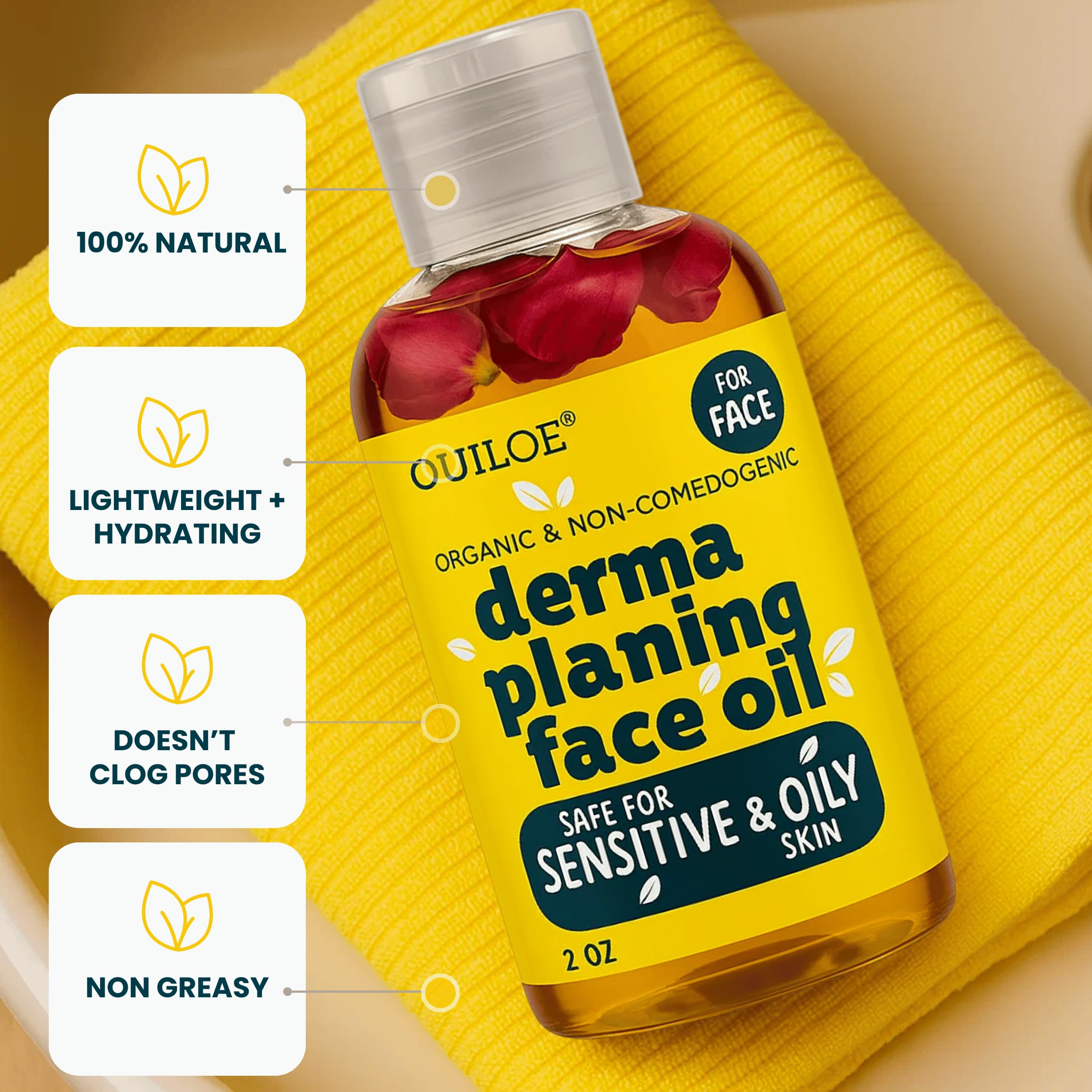 Ouiloe acne prone friendly oil reduces pore clogging while shaving.