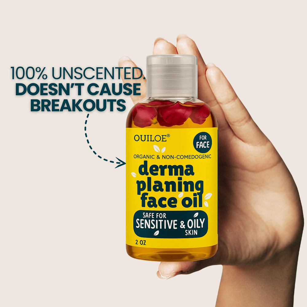 Ouiloe oil designed for oily skin helps prep the face before shaving.
