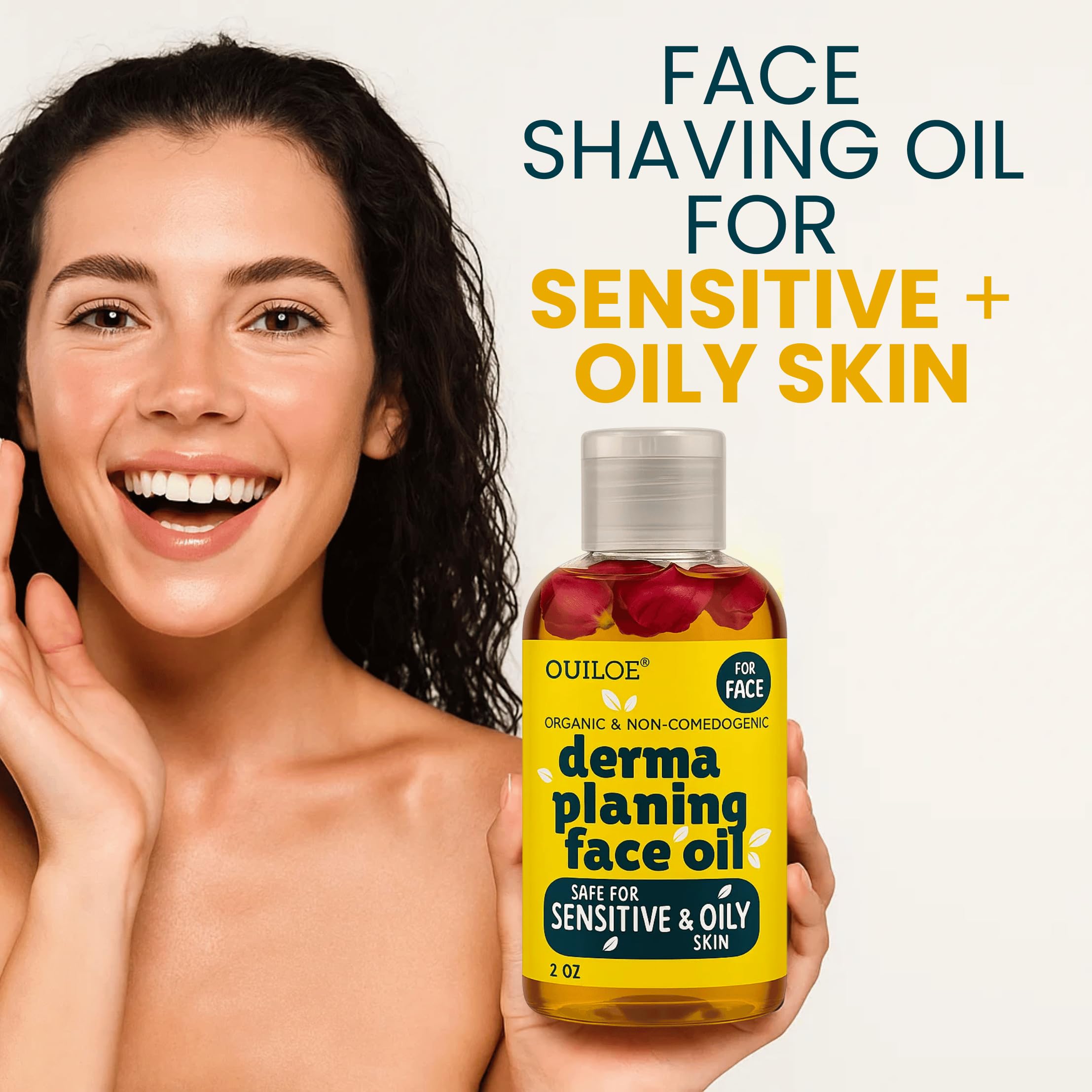 Ouiloe oil provides a smooth glide during dermaplaning for peach fuzz removal.