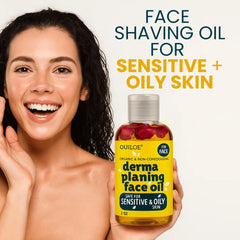 Ouiloe oil provides a smooth glide during dermaplaning for peach fuzz removal.