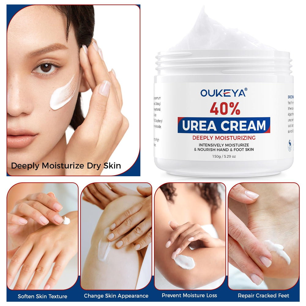 OUKEYA 40% Urea Cream tube close-up highlights rich texture.