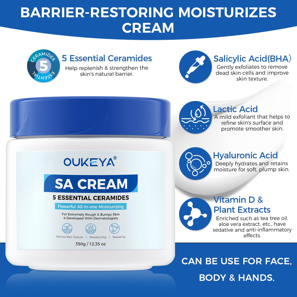 OUKEYA SA Cream on dry skin delivering non-greasy moisture