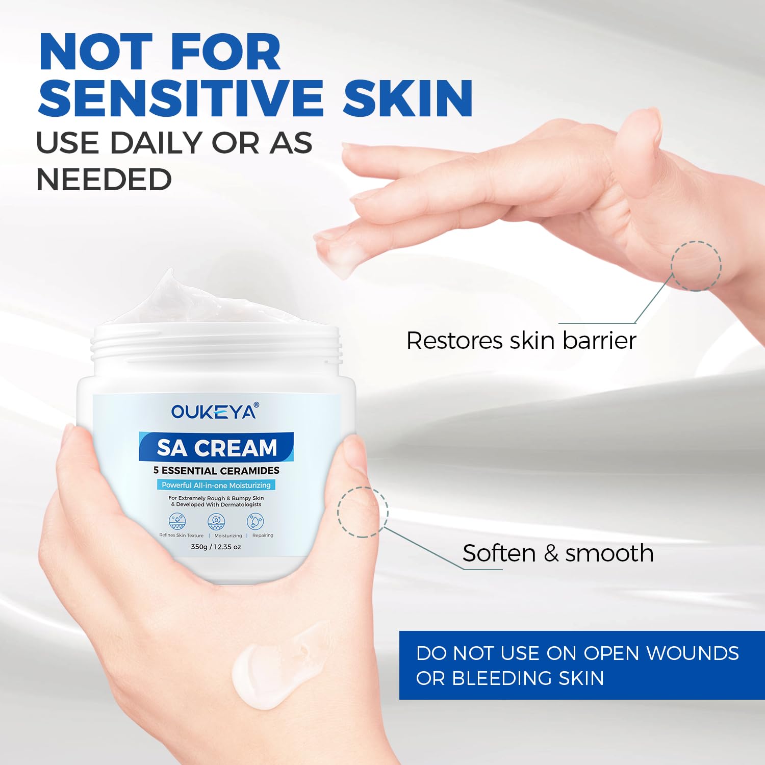 OUKEYA SA Cream exfoliation action showing salicylic and lactic acids
