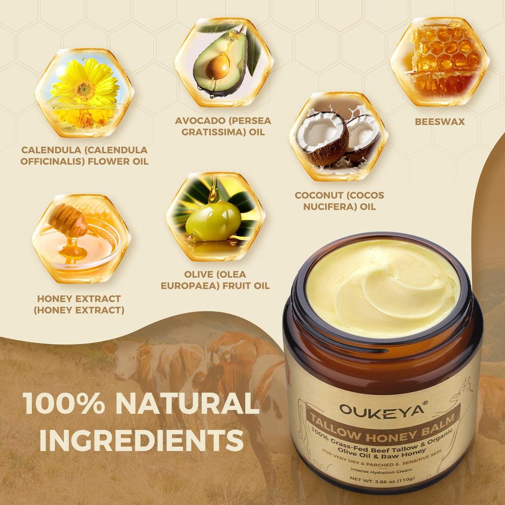 OUKEYA Tallow and Honey grass-fed tallow detail on rich formula