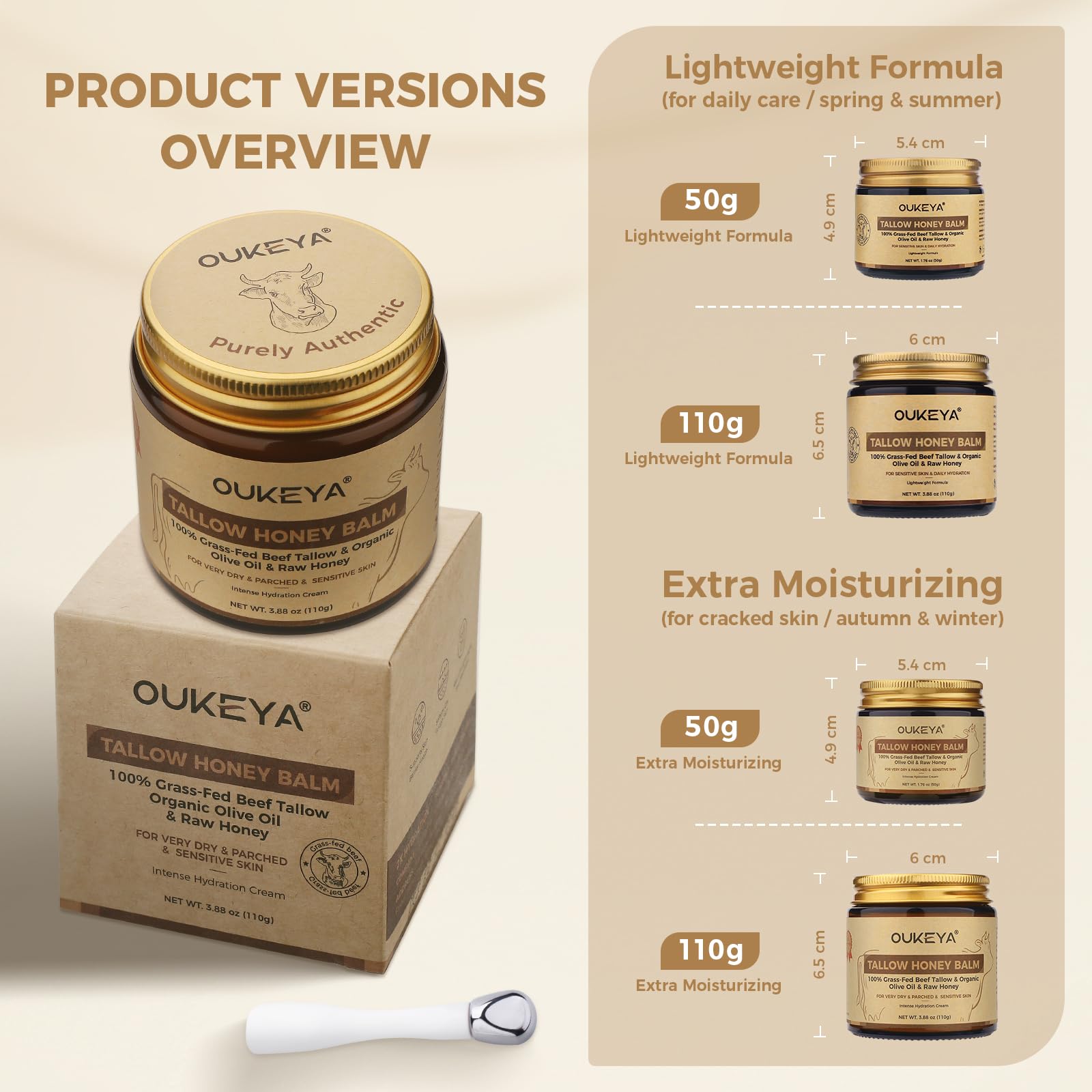 OUKEYA Tallow and Honey packaging highlights premium natural ingredients