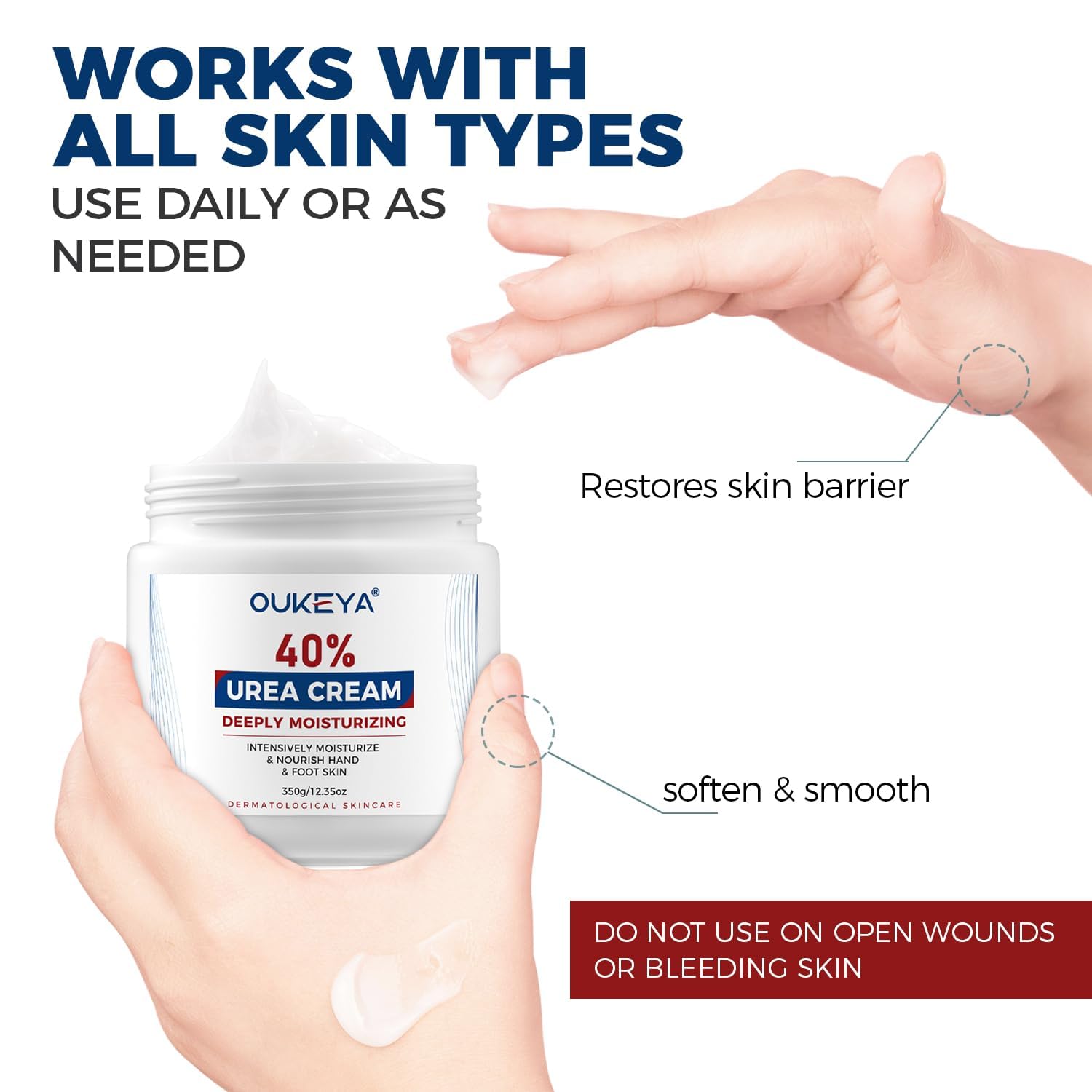 OUKEYA Urea Cream 40% packaging display highlights four-pack value