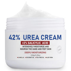 OUKEYA Urea Cream bottle showing fast-absorbing foot care for dry skin.